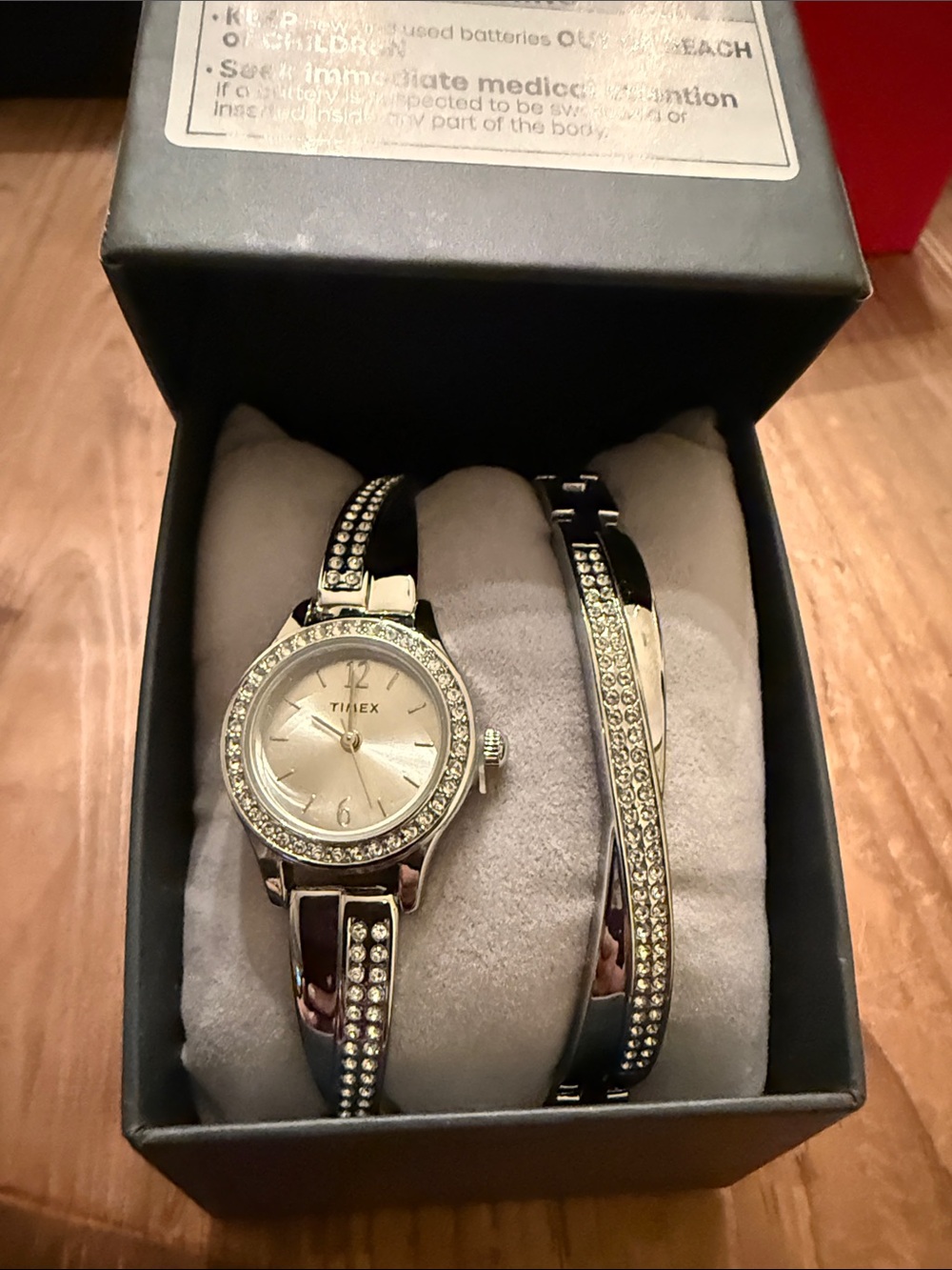 Timex Silver-Tone Crystal Accent Women's Watch and Bangle Set